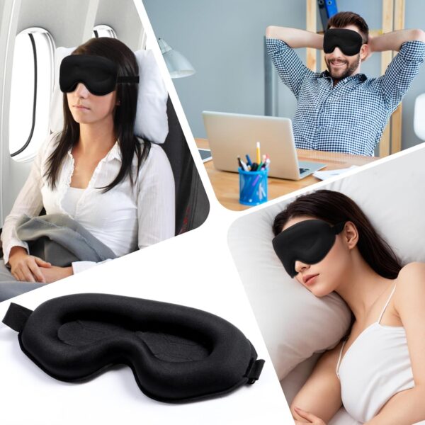 Blendura Schlafmaske, Schlafmasken für Herren Frauen 3D-Augenhöhlen und verstellbares Gummiband Bequem Schlafmaske Bequem Lichtblockierende Augenmaske Sleep Mask für Reise, 1 Packung – Bild 7