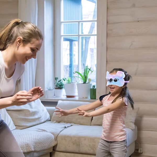 YUXIANLB 2 Stück Plüsch-Schlafmaske für Kinder, bunte weiche Schlaf-Augenmaske, süße Tier-Augenbinde zum Schlafen, Satin-Augenschutz für Frauen, Kinder, Reise-Nickerchen-Geschenk (Katze & Koala) – Bild 7