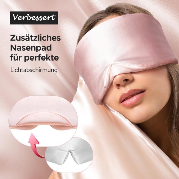 LitBear Seiden Schlafmaske, Augenmaske für Frauen & Männer, 100% 22 Momme reine Maulbeerseide, Gesicht anpassende gepolsterte Seiden Augenbinde mit verstellbarem Kopfband für den Schlafcount – Bild 3