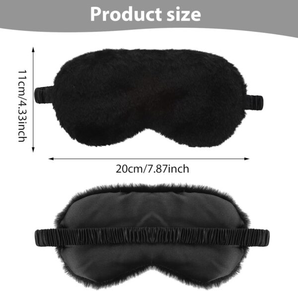 Qianyu 3 Stück Plüsch-Schlaf-Augenmasken Weich Flauschig Bequemer Verdunklungs Schlafmaske Nickerchen Schlafen Süße Schlaf-Augenbinde für Frauen, Männer, Reisen – Bild 2