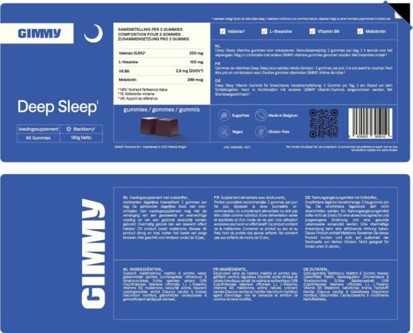 GIMMY Deep Sleep - Vitaminisierte Schlafgummis mit Mit Melatonin, L-Theanin, Baldrian, Vitamin b6, Kamille - um Ihren natürlichen Schlafzyklus zu unterstützen und besser zu schlafen… – Bild 3
