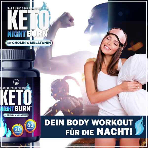 NEU: Saint Nutrition® KETO NIGHT BURN - Appetitzügler mit Melatonin 0,5 mg und Cholin für die Nacht – Stoffwechsel Rezeptur extrem, schnell & endlich - verbesserte Formel für Frauen & Männer – Bild 6