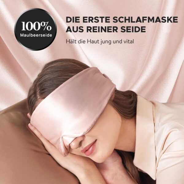 LitBear Seiden Schlafmaske, Augenmaske für Frauen & Männer, 100% 22 Momme reine Maulbeerseide, Gesicht anpassende gepolsterte Seiden Augenbinde mit verstellbarem Kopfband für den Schlafcount – Bild 2
