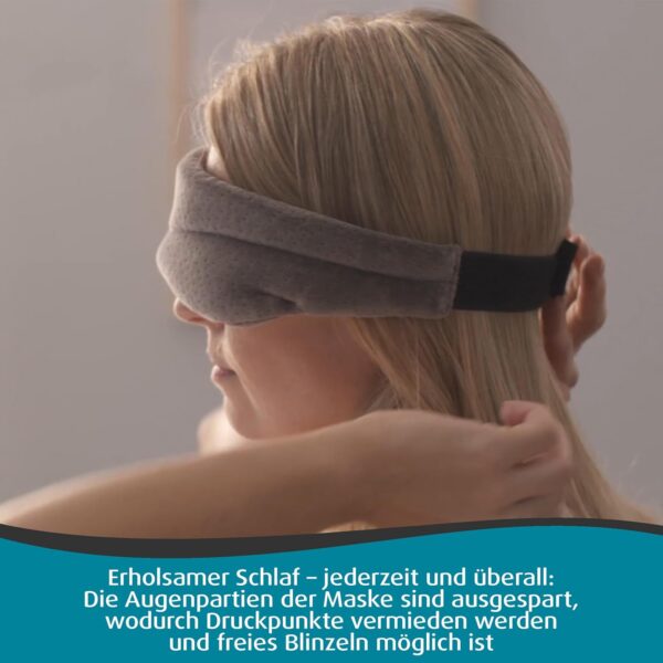 TEMPUR Schlafmaske für Damen und Herren, blickdichte verstellbare Schlafbrille für tiefe Entspannung, Grau – Bild 4