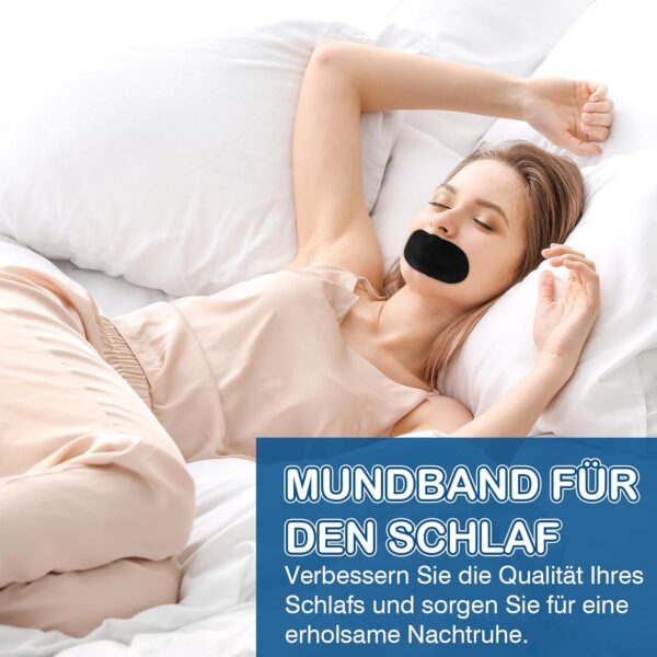 Scettar Mundpflaster Gegen Schnarchen, 50 Stück Schwarz Mouth Tape for Sleeping, Schnarchpflaster Verbessert das Durch Mundatmung Verursachte Schnarchen, Mundpflaster Schlafen Geeignet für Mundform – Bild 6