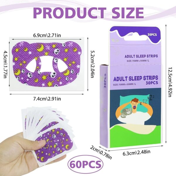 60 Stück Mouth Tape for Sleeping, mouth tape for sleeping, Mundpflaster Schlafen, Anti Schnarch Pflaster, Hautfreundliche Sohle, Hilft Gegen Schnarchen und Developing the Habit of Nasal Breathing – Bild 2