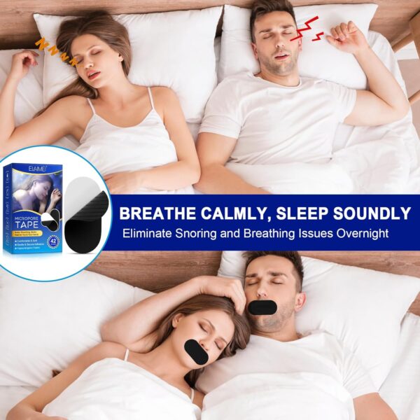 Mundpflaster Schlafen, Mouth Tape for sleeping, 30 Stück Mundpflaster gegen Schnarchen mit Starkem Halt auch, Atmungsaktive Schnarchstopper-Pflaster, Hautfreundlich & Schmerzfrei Entfernbar – Bild 4