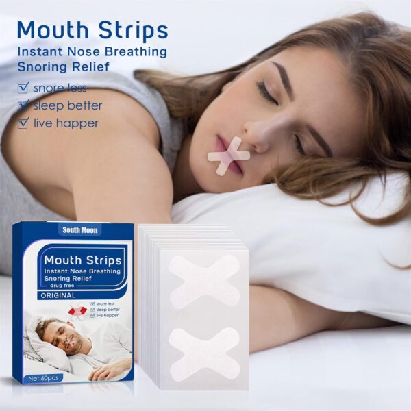 Luckxing X-Shape Sleeptape Mundpflaster 60 Stück Anti Schnarch Pflaster, Hilfsmittel Gegen Schnarchen Und Besser Schlafen - Mouth Tape Für Nasenatmung Und Bessere Sauerstoffversorgung des Blutes – Bild 4