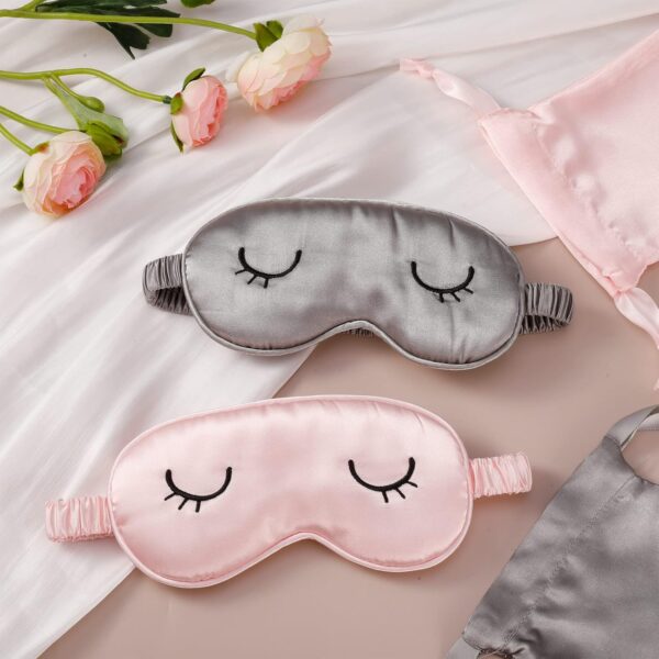 Umorismo 2 Stücke Schlafmaske Kinder Augenmaske Schlafmaske Seide Schlafbrille Damen Bequem Schlafmaske Frauen Herren Weiche Licht Blockierende Nachtmaske Mit Aufbewahrungstasche(S) – Bild 6