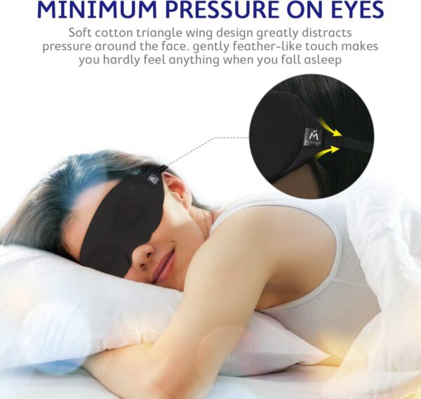 Mavogel Schlafmaske aus Baumwolle – aktualisiertes Design, lichtblockierende Augenmaske, weich und bequem, Schlafbrille für Herren und Frauen, für unterwegs, Schichtarbeit, inklusive Reisetasche – Bild 5