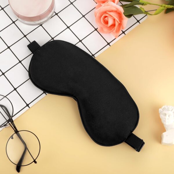 Schlafmaske Schlafaugenmaske für Männer Und Frauen Augenmaske Zum Schlafen Lichtblockierend Weich Atmungsaktiv Schlafaugenmaske Mit Verstellbarem Gummiband für Yoga Reisen Nickerchen (Schwarz) – Bild 4