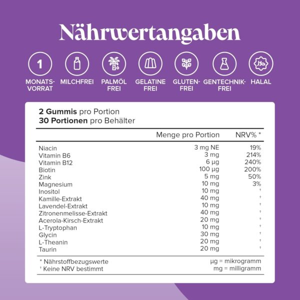Schlafgummis – Hochwirksames, Nahrungsergänzungsmittel Unterstützung der Nacht – Melatonin-Vorläufer für die Schlafenszeit – Vegan – Glutenfrei – Magnesium – L-Theanin – B12 – von Novomins – Bild 5
