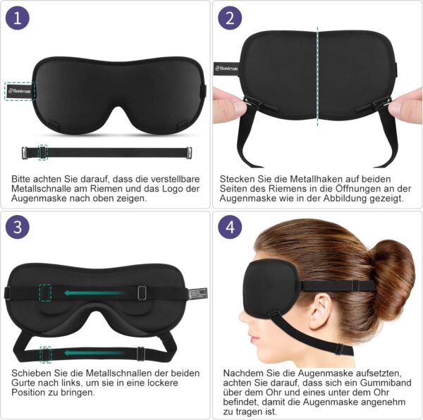Boniesun Anti-Rutsch-Schlafmaske, Dual-Mode Augenmaske für Frauen und Herren-Verbesserte 2.0 Version Perfekt Lichtblockierung mit 2 Riemen ohne zu rutschen – Bild 8