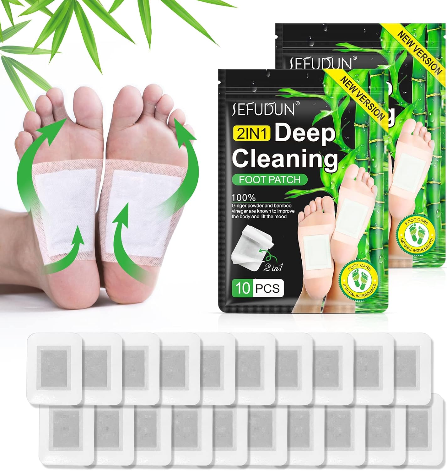 Fußschutz-Pflaster, tief reinigende, effektive Fußpolster, alle natürlichen Inhaltsstoffe für besseren Schlaf und Anti-Stress-Abbau, Ermüdung, steigert die Energie für die Fußpflege – 20 Pads