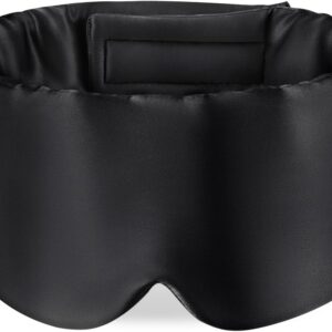 OLESILK 100% Maulbeerseide Schlafmaske Augenmaske mit verstellbarem Kopfband für Herren und Frauen, große Schlafmaske und Augenbinde für Nachtschlaf, Reisen und Nickerchen, Schwarz