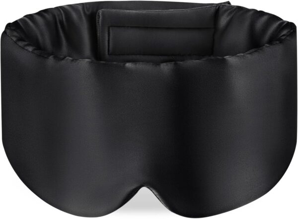 OLESILK 100% Maulbeerseide Schlafmaske Augenmaske mit verstellbarem Kopfband für Herren und Frauen, große Schlafmaske und Augenbinde für Nachtschlaf, Reisen und Nickerchen, Schwarz