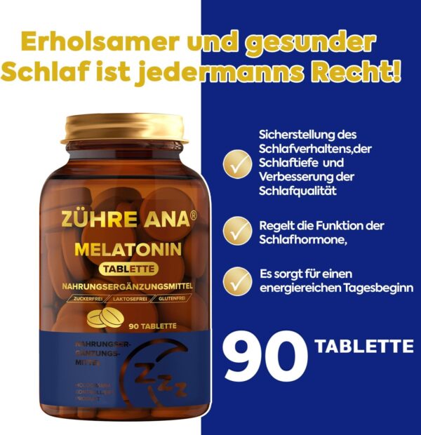 Zühre Ana Melatonin Tablette – 2X90 Tabletten – frei von unerwünschten Zusatzstoffen – 100% vegan - 200 g Dubai-Schokolade als Geschenk – Bild 5