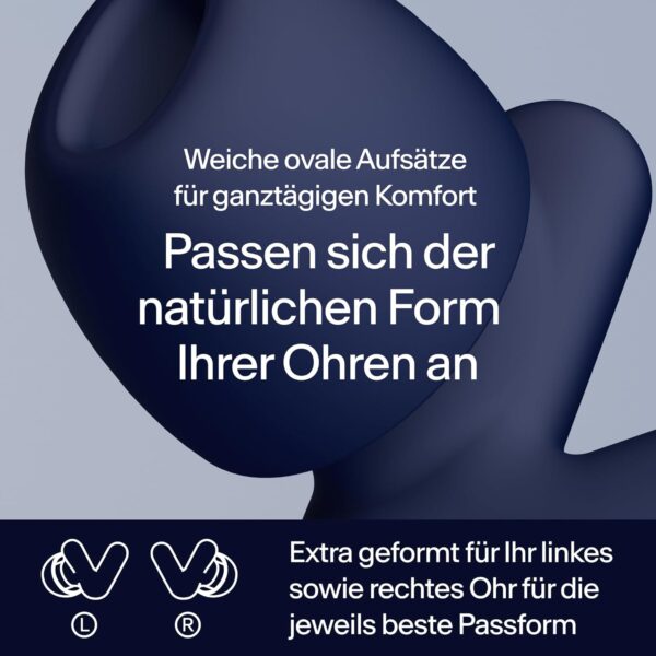 Alpine Silence - Ultrakomfortable Ohrstöpsel zum Schlafen, Konzentrieren & Reisen - Wiederverwendbare Gehörschutz Ohrenstöpsel - Innovative V-Form & weiche Stöpsel in XS/S/M/L - Dunkelblau – Bild 3