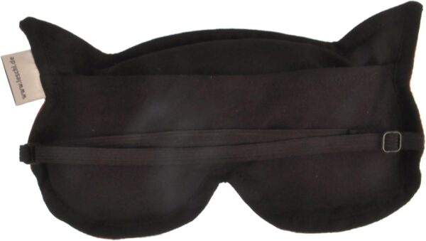 Leschi SCHLAFMASKE lichtdicht für erholsamen Schlaf/Augenmaske mit Kühlkissen/Schlafbrille kühlend und wärmend, Baumwolle/Reisegeschenk für Frauen, Kinder, Mädchen/Katze Luna, schwarz – Bild 3