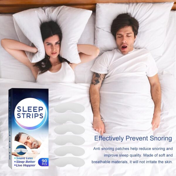 Mouth Tape for Sleeping,Mundpflaster Gegen Schnarchen,90PCS Anti Schnarch Pflaster und Schnarchpflaster Sleep Tap,Mundkleber Schnarchstopper,Mund Tape Schlaf für Besser Schlafen und Atmen – Bild 2