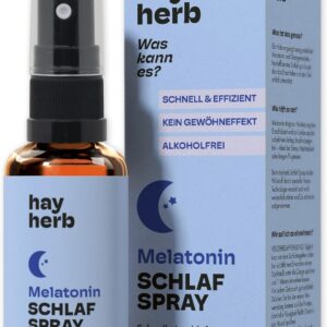 Melatonin Spray von Hay Herb | Schnell & Effizient durch Nano-Technologie | 30ml für über 7 Monate - ohne Gewöhneffekt und natürlich alkoholfrei | Schnell einschlafen, gut durchschlafen