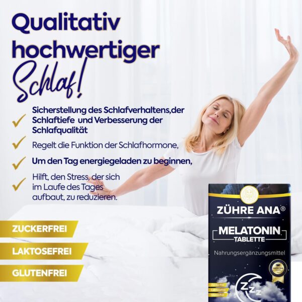 Zühre Ana Melatonin Tablette – 2X90 Tabletten – frei von unerwünschten Zusatzstoffen – 100% vegan - 200 g Dubai-Schokolade als Geschenk – Bild 3