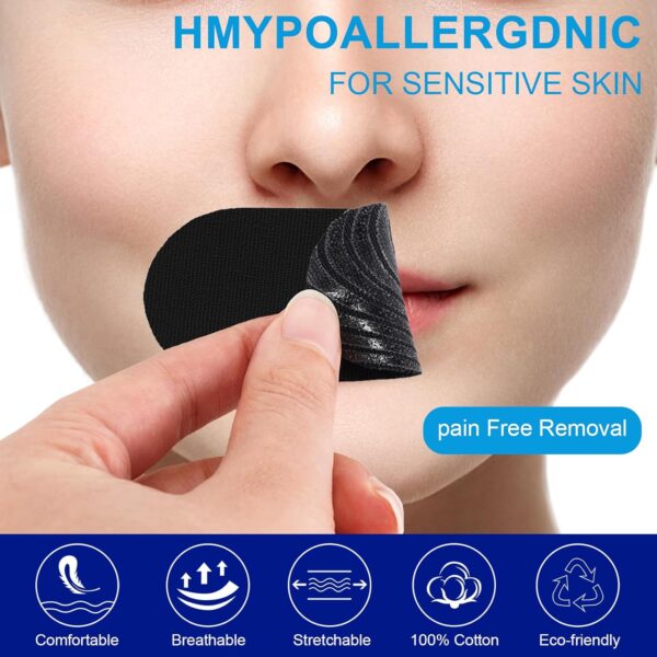 Mundpflaster Schlafen, Mouth Tape for sleeping, 30 Stück Mundpflaster gegen Schnarchen mit Starkem Halt auch, Atmungsaktive Schnarchstopper-Pflaster, Hautfreundlich & Schmerzfrei Entfernbar – Bild 5