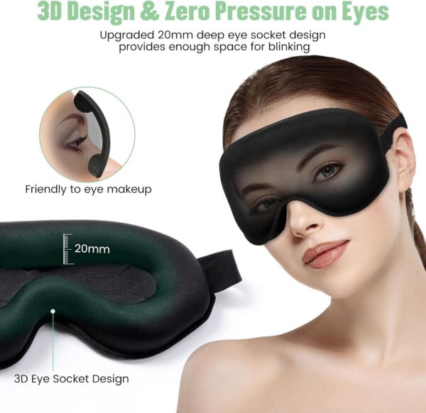 Blendura Schlafmaske, Schlafmasken für Herren Frauen 3D-Augenhöhlen und verstellbares Gummiband Bequem Schlafmaske Bequem Lichtblockierende Augenmaske Sleep Mask für Reise, 1 Packung – Bild 3