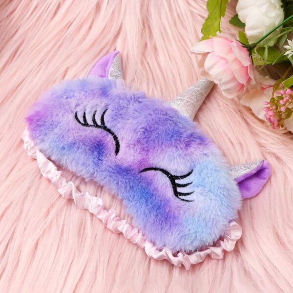 Schlafmaske Kinder, Ultraweich Schlafmaske Kinder Mädchen 3D Süße Tiere Schlafbrille Kinder für Mädchen Jungen Damen Nickerchen Reisen (Lila,Einhorn) – Bild 6