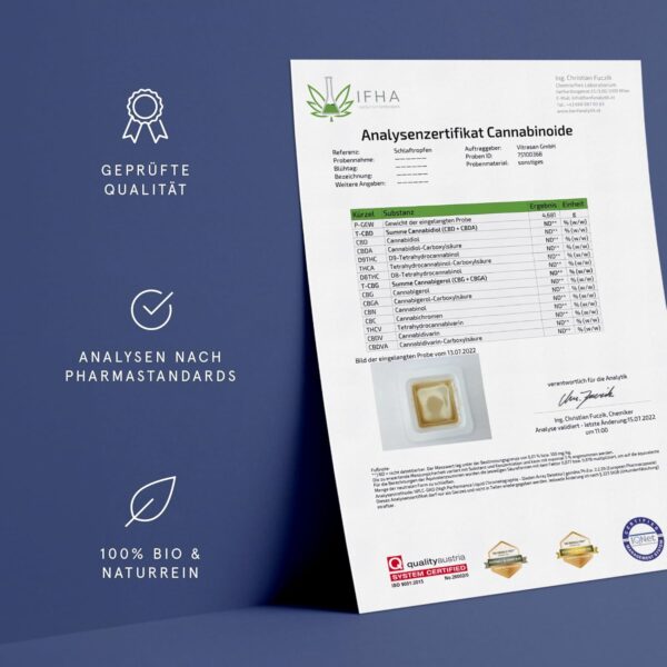Schlaftropfen mit Melatonin und Hanfsamenextrakt | 100% natürliche Tropfen in Apothekenqualität | Verkürzung der Einschlafzeit | Jetlag Linderung | 30ml – Bild 7