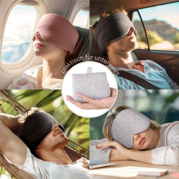 100% Modal Baumwolle Schlafmaske Premium Augenmaske große Schlafmaske Nachtmaske mit verstellbarem Klettverschluss für Männer und Frauen, super weich und bequem für Nachtschlaf und Reisen, Dunkelgrau – Bild 4