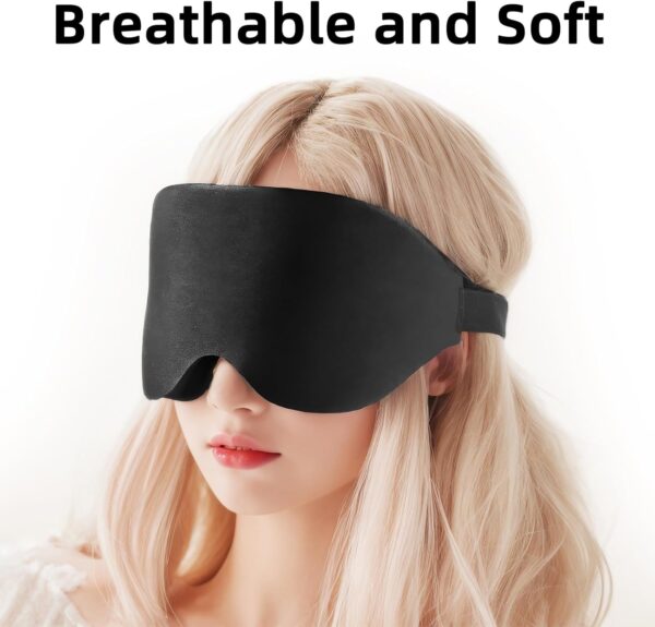Schlafmaske für Männer Frauen,Zero Eye Pressure 3D Schlafmaske mit konturierter Polsterung Leichte Schlaf Augenmaske mit verstellbarem Gummiband für Reisen (Black) – Bild 5