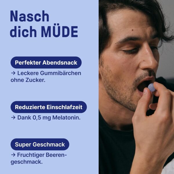 BRAINEFFECT Sleep Gummies (60 Stück) - Vegane Melatonin Gummies mit Blaubeergeschmack - Melatonin Gummibärchen für reduzierte Einschlafzeit – Bild 2