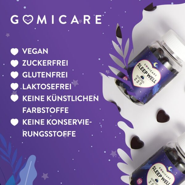 Gomicare - Melatonin Gummies - Melatonin, Vitamin B6, Melissen- Und Baldrianextrakten - 60 Gummies - Zuckerfrei - Vegan - Gluten Und Laktosefrei – Bild 4
