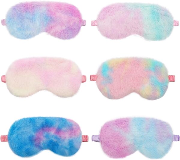 Soleeya 6 Stück Schlafmasken Set, Schlafmaske Kinder Schlafmaske Weich Plüsch Süße Schlafmaske Mädchen Bequem Plüsch Augenmaske Schlafmaske Lustig Schlafmasken für Kinder Mädchen