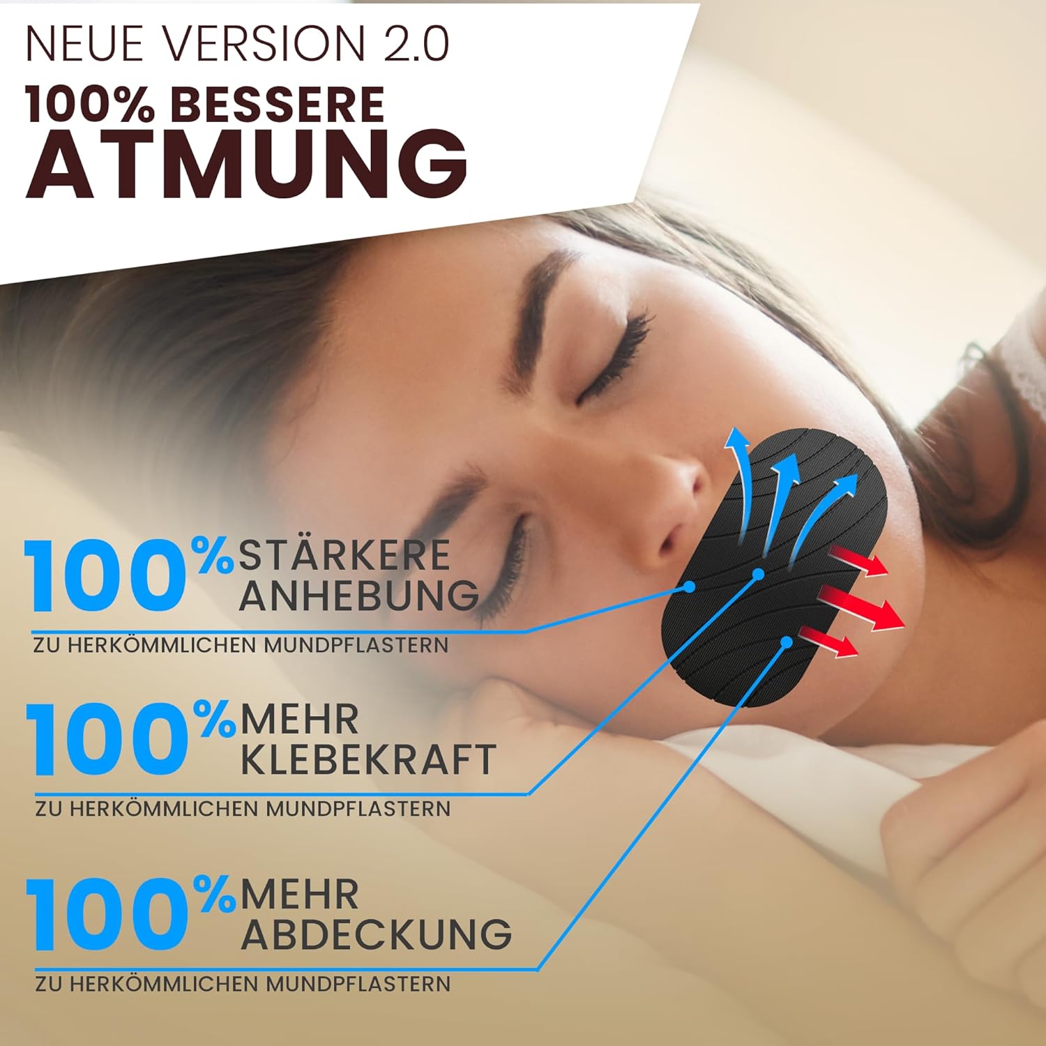 NASENHELD© Mundpflaster Schlafen 35er-Set - NEUHEIT 2024 - Mouth Tape for Sleeping Mund Tape gegen Schnarchen Stopper Mundtape Schlaf Schnarchstopper Schlafpflaster Schnarchpflaster Mundkleber Nachts – Bild 2