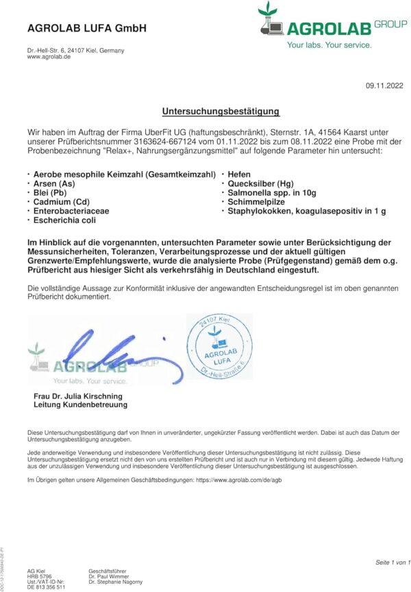 UberFit® RELAX+ Premium Unterstützung für Ruhe & Entspannung - Hochdosiert mit Baldrian, Ashwagandha, Lavendel, Passionsblume, Melisse, Hopfen, Tryptophan, Vitamin B6, Melatonin (90 vegane Kapseln) – Bild 5