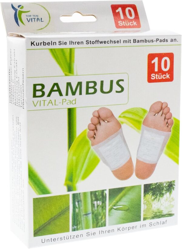G&M Bambus Detox Fußpflaster, 10 Entgiftungspflaster für Füße, 100 % natürliche Wellness Energiepflaster, Deep Cleansing für Stressreduktion und Entschlackung des Körpers im Schlaf