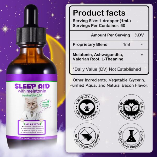 Melatonin für Katzen, Katzenschlafhilfe, Katze Melatonin fördert Entspannung & Tiefschlaf, Angst- & Stressabbau, geeignet für kleine bis große alle Katzen – Bild 6