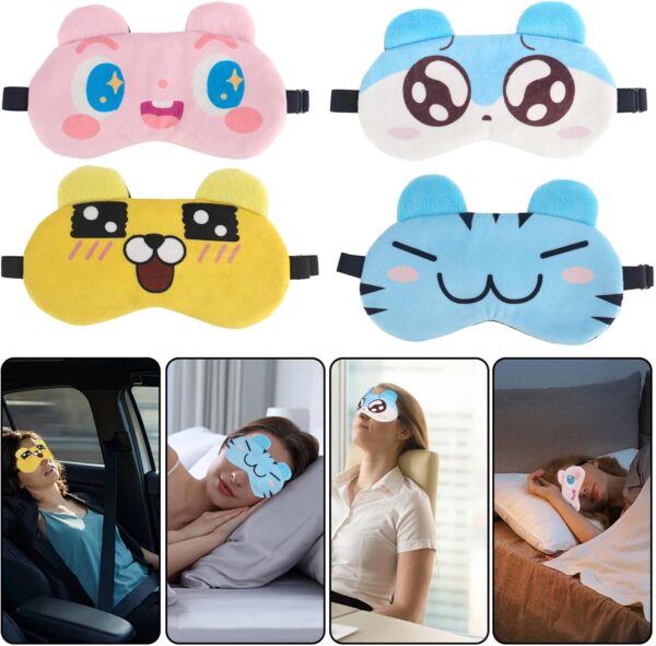 Schlafmaske für Seitenschläfer, 4 Stücke keverstellbares Gummiband Niedlichen Tier Augenmaske,Bequeme Atmungsaktive Schlafmaske für Herren Frauen,Augenbinde Schlafbrille, Lustig Weiche Schlafmaske – Bild 7