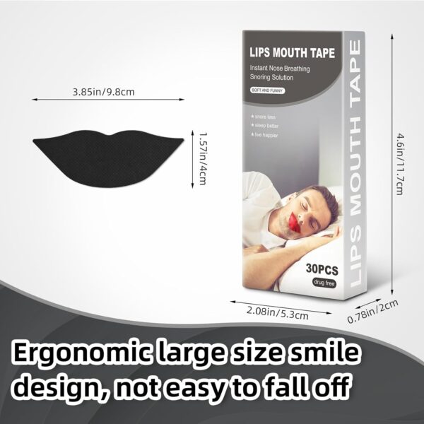 Mouth Tape for Sleeping,30 Stück Big Size Smiles Hypoallergene Klebebänder, Schlaf-Mund-Klebeband zur Verbesserung des Nachtschlafs, starke Haftung, schmerzfreie Entfernung – Bild 4