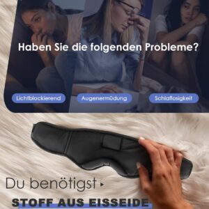LC-dolida Schlafmaske mit Bluetooth Schlafkopfhörer für Frauen und Herren, Schlafbrille 100% Lichtblockierende Atmungsaktives Material aus Eisseide Augenmaske mit Ohrhörern für Reisen Yoga Meditation