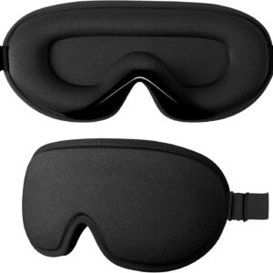 Supefisher Schlafmaske für Frauen & Herren, 2024 Upgrade 3D Schlafmaske für Seitenschläfer, 100% Lichtblockierende Schlafbrille, Verstellbares Gummiband für Reisen, Yoga, Nickerchen (Schwarz)