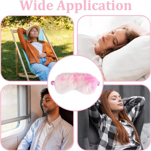Piriuuo 2 Stück Schlaf Augenmaske Damen, Plüsch Augenmaske Zum Schlafen Süße Schlafmaske Kinder Mädchen Mehrfarbig Weich Augenmaske PyjamaParty Reise Schlafmasken für Kinder Mädchen(Hellbeige, Rot) – Bild 6