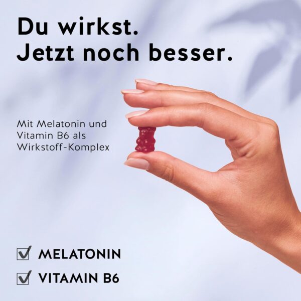 Melatonin 0,5 mg Gummibärchen – mit natürlichem Schlafhormon Melatonin & Vitamin B6 – trägt zur Linderung von Jetlag bei – 60 Stück – Vegan & Zuckerfrei – Bears with Benefits – Bild 3