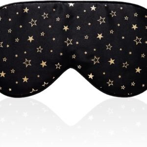 townssilk 100% Seiden-Schlafmaske mit verstellbaren Bändern, bequeme und super weiche Augenmaske ultimative Schlafhilfe, Augenbinde goldener Stern