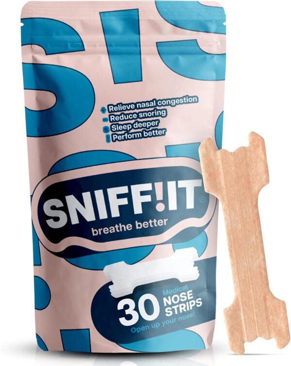 Sniffit Nasenstreifen gegen Schnarchen - 30 Stück Anti Schnarchen Nasenpflaster für einfacheres Atmen durch die Nase - Nose strips für erholsamen Schlaf & mehr Energie - Nasenpflaster Besser Atmen