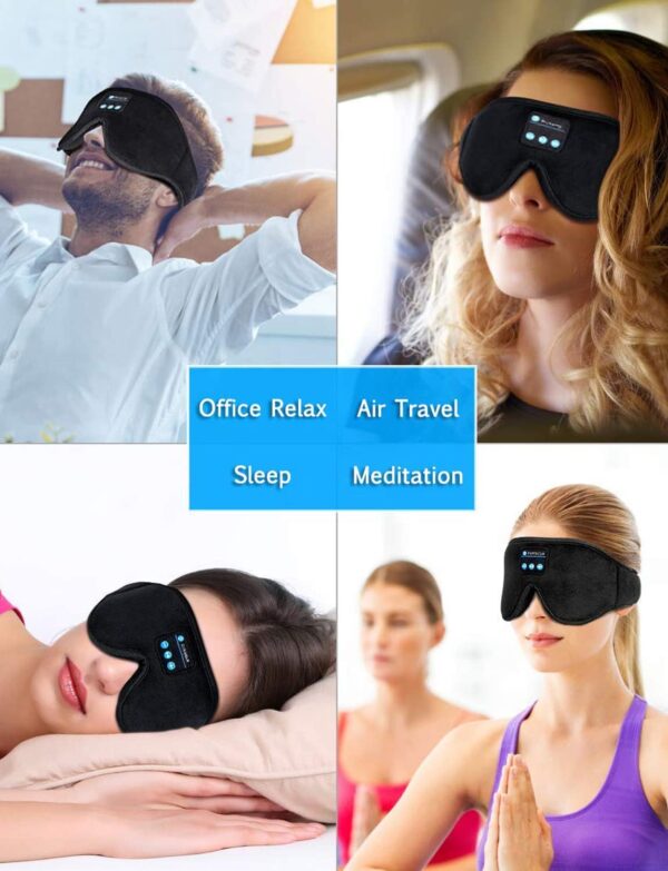 Usoun Schlafkopfhörer, Bluetooth-Augenmaske, 3D-Schlafmaske, Kopfhörer, integrierter HD-Lautsprecher, kabelloser Musik-Stirnband, Schlaflosigkeit, tolles Geschenk für Männer und Frauen – Bild 7