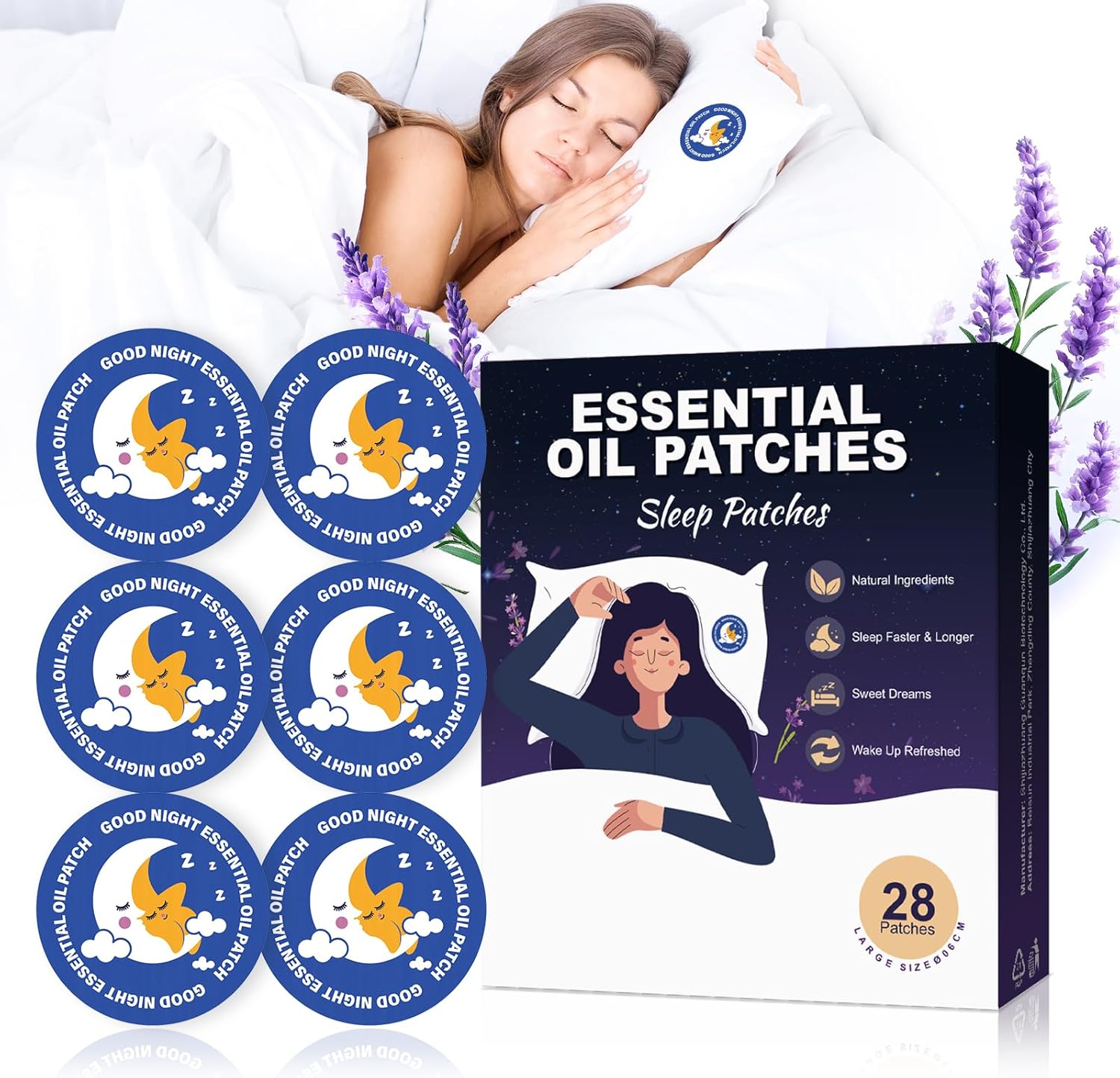 Sleep patches, tiefschlafpflaster für erwachsene,super patch,schnell wirkende Inhaltsstoffe, ganz natürliche schlafpflaster zum durchschlafen, 28er packung -lavendel