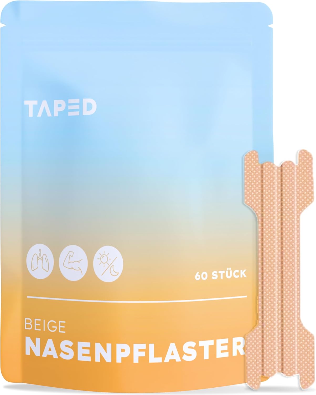 Nasenpflaster gegen Schnarchen (60 Stück) - Hautfarbene Anti Schnarch Nose Strips - extra stark - Nasenpflaster besser Atmen für mehr Breath im Alltag (60)